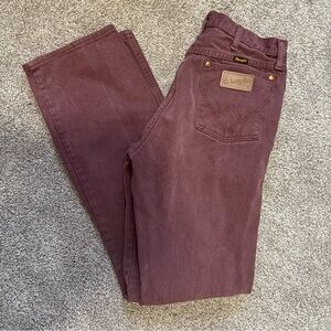 80s Vintage Wrangler High Rise Burgundy Denim Jeans | Made in USA 32/30 waist